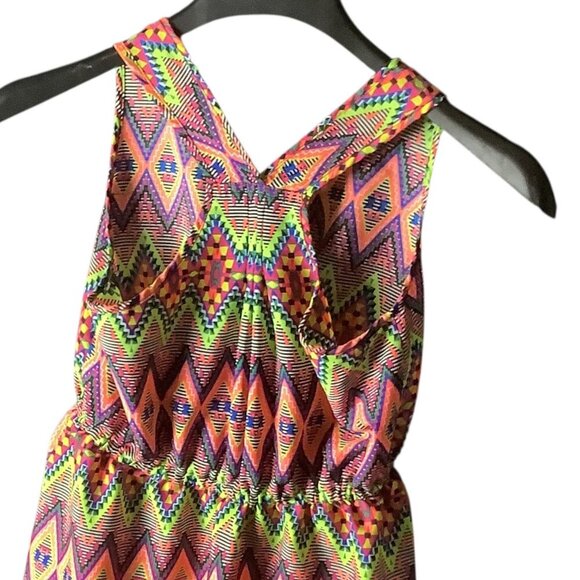 Japna Girls Dress Size 12 Multicolor Elastic Waist Geometric Pattern Sleeveless - Picture 5 of 11